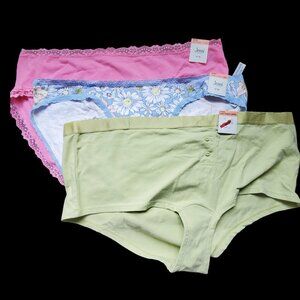 3XL Panty Pack Jenni Intimates Pink Floral and Green